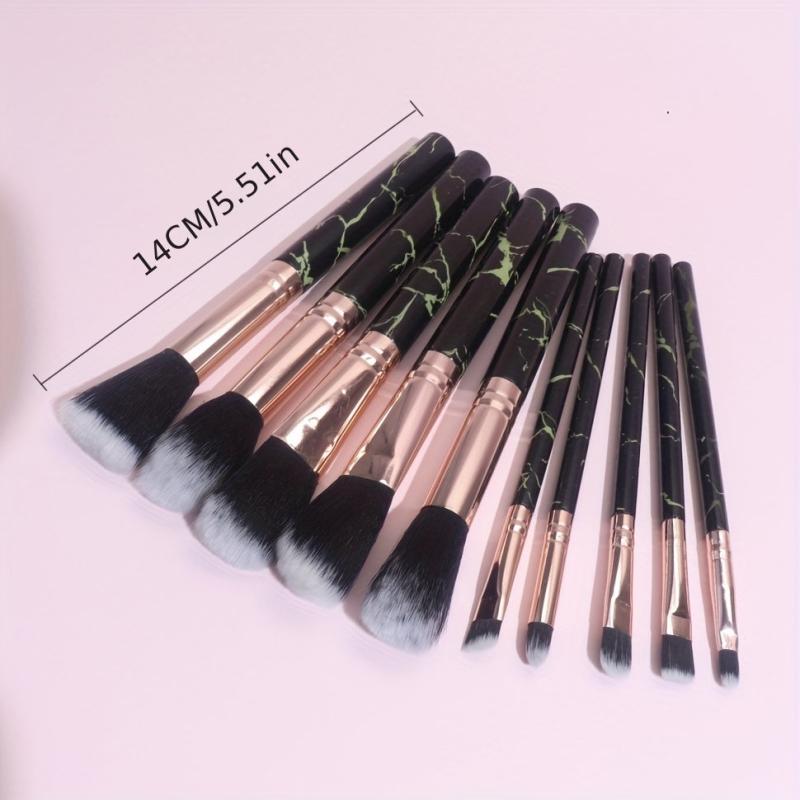 10PCS Marble Makeup Brush Set Foundation Eye Shadows Blush Highlight