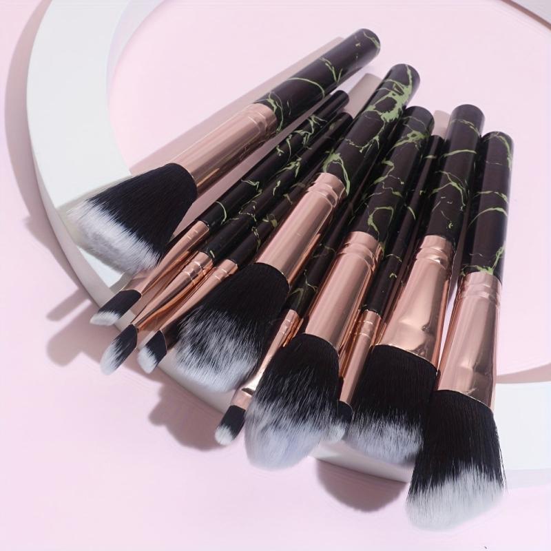 10PCS Marble Makeup Brush Set Foundation Eye Shadows Blush Highlight