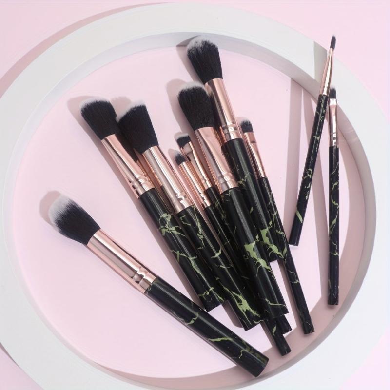 10PCS Marble Makeup Brush Set Foundation Eye Shadows Blush Highlight