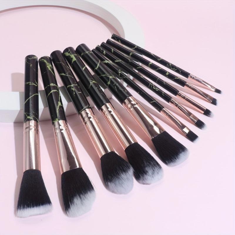 10PCS Marble Makeup Brush Set Foundation Eye Shadows Blush Highlight