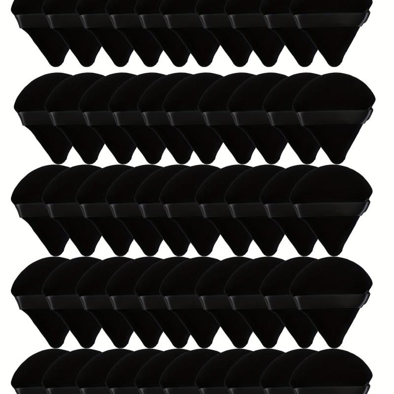50pcs Triangle Velvet Makeup Puffs with Container