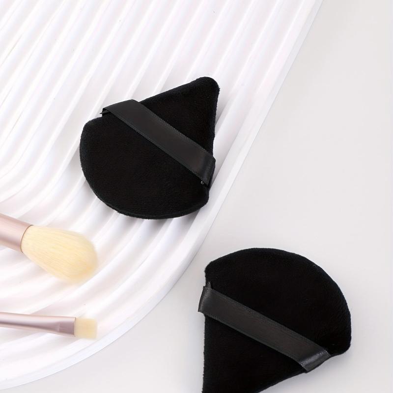 50pcs Triangle Velvet Makeup Puffs with Container