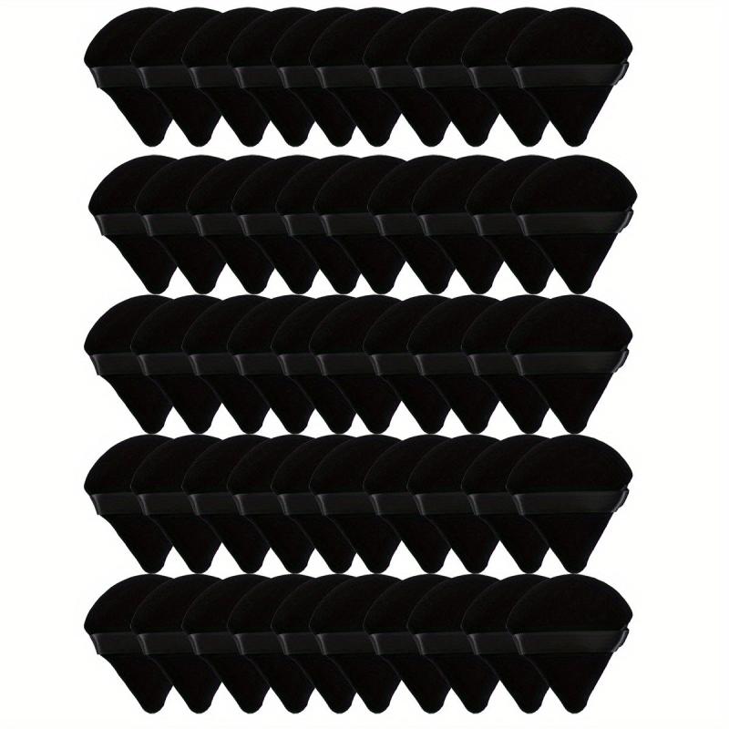 50pcs Triangle Velvet Makeup Puffs with Container