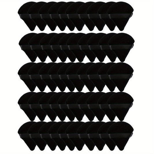 50pcs Triangle Velvet Makeup Puffs with Container