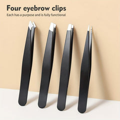 4pcs Professional Eyebrow Tweezers Kit Precision Tweezers Set For Hair Removal