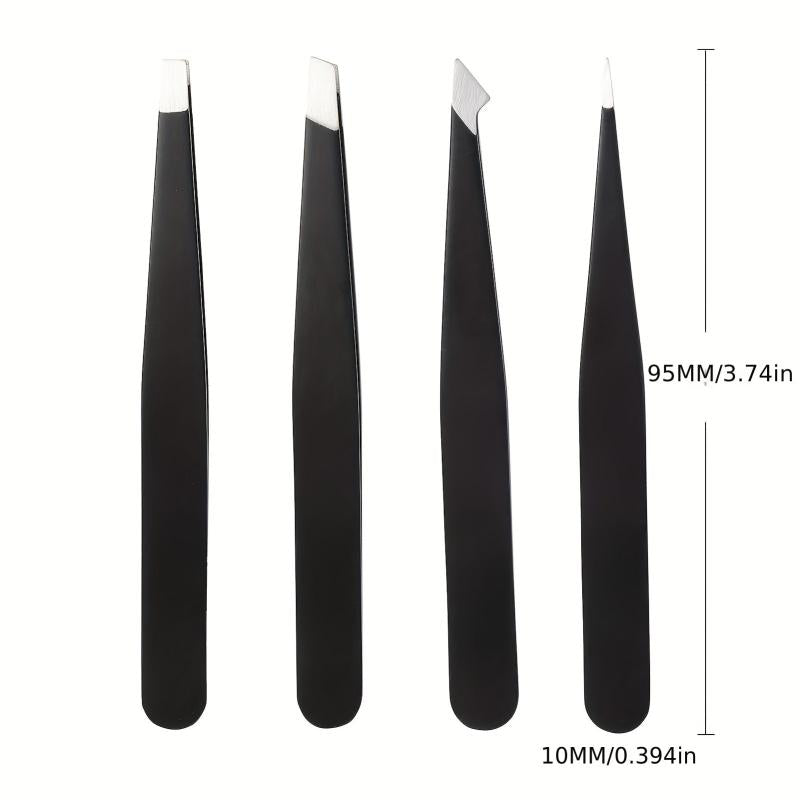 4pcs Professional Eyebrow Tweezers Kit Precision Tweezers Set For Hair Removal