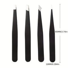 4pcs Professional Eyebrow Tweezers Kit Precision Tweezers Set For Hair Removal
