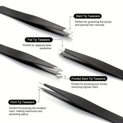 4pcs Professional Eyebrow Tweezers Kit Precision Tweezers Set For Hair Removal