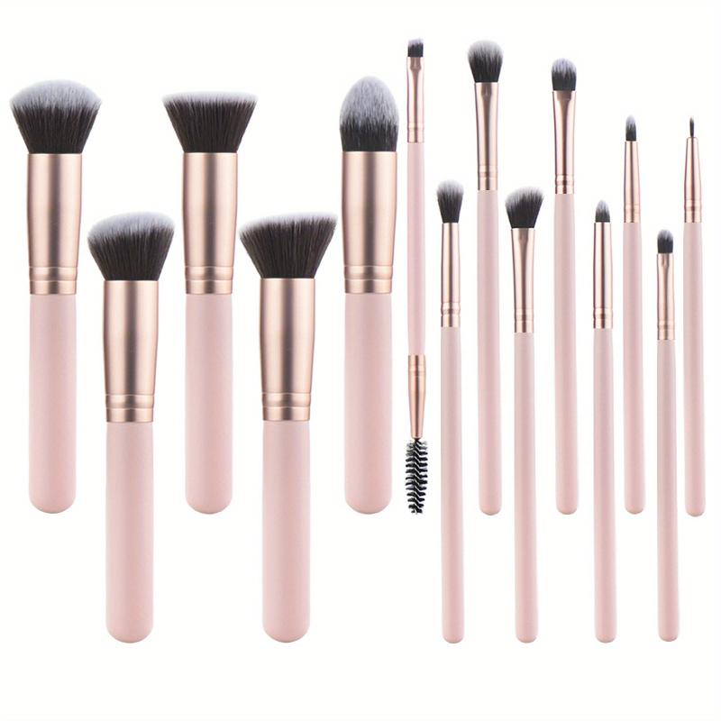 14pcs Makeup Brush Set Wooden Handles Sponge Bag Essential Beauty Tool
