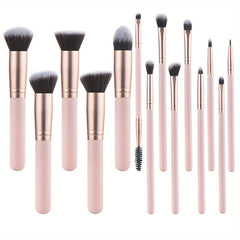 14pcs Makeup Brush Set Wooden Handles Sponge Bag Essential Beauty Tool