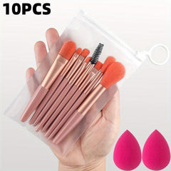 Mini Makeup Brushes Set 8pcs & 2ps Sponges Portable Soft Concealer Brush