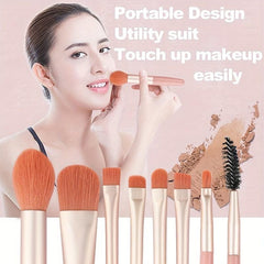 Mini Makeup Brushes Set 8pcs & 2ps Sponges Portable Soft Concealer Brush