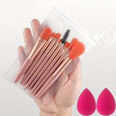 Mini Makeup Brushes Set 8pcs & 2ps Sponges Portable Soft Concealer Brush