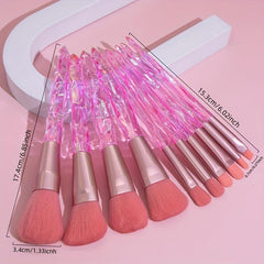 10 Pcs Glitter Crystal Makeup Brush Set Beauty Cosmetics Eyeshadow Foundation