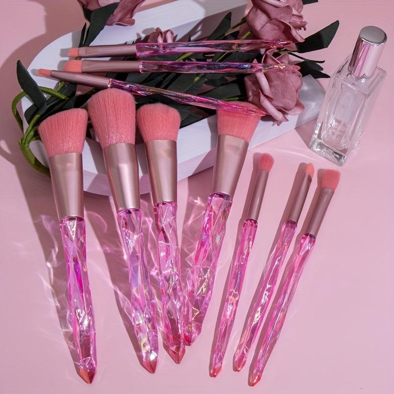 10 Pcs Glitter Crystal Makeup Brush Set Beauty Cosmetics Eyeshadow Foundation