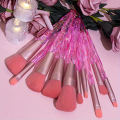 10 Pcs Glitter Crystal Makeup Brush Set Beauty Cosmetics Eyeshadow Foundation