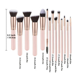 15pcs Pink Makeup Brush Set With Magnetic Storage Box
