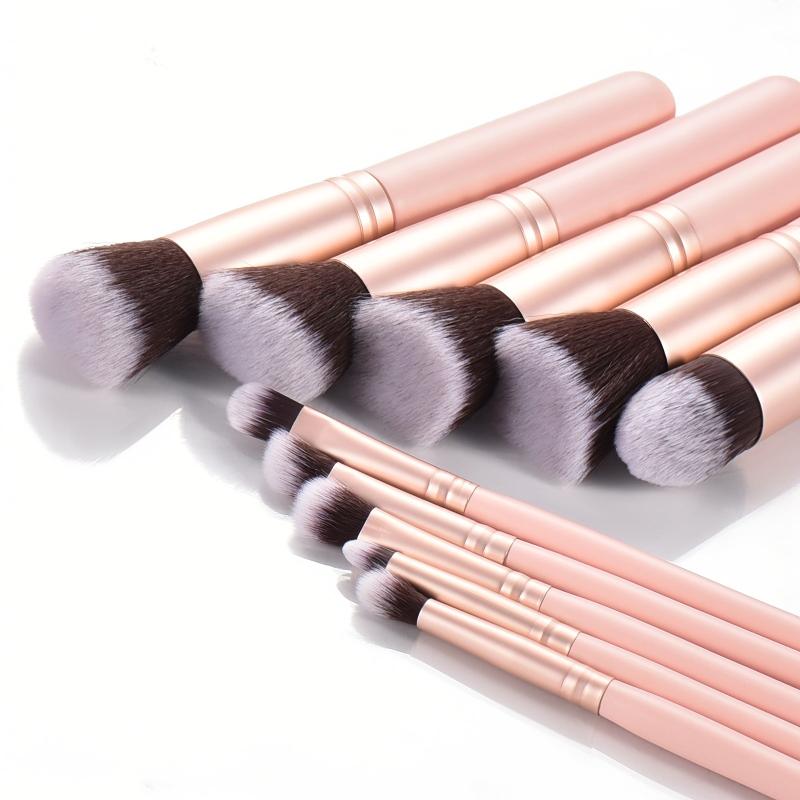 15pcs Pink Makeup Brush Set With Magnetic Storage Box