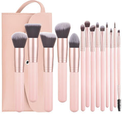 15pcs Pink Makeup Brush Set With Magnetic Storage Box