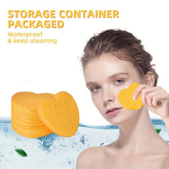Heart Shape Compressed Facial Sponges - Natural Cleansing Pads - Reusable