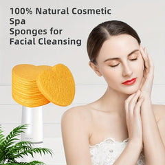 Heart Shape Compressed Facial Sponges - Natural Cleansing Pads - Reusable