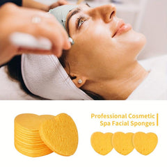 Heart Shape Compressed Facial Sponges - Natural Cleansing Pads - Reusable