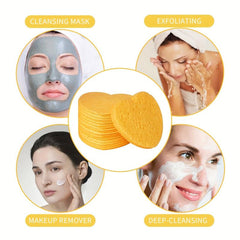 Heart Shape Compressed Facial Sponges - Natural Cleansing Pads - Reusable