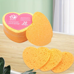 Heart Shape Compressed Facial Sponges - Natural Cleansing Pads - Reusable