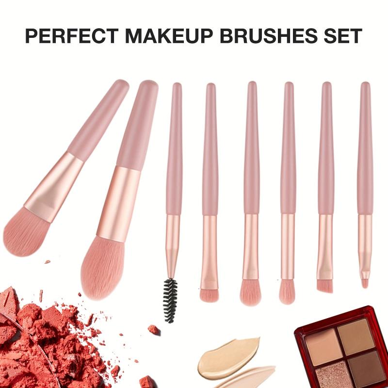 8 Pcs Makeup Brushes Pink Travel Beauty Tool