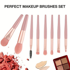 8 Pcs Makeup Brushes Pink Travel Beauty Tool