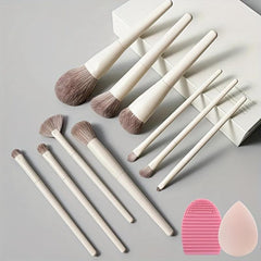 14Pcs Fluffy Makeup Brushes Set with Cleaner Pad & Beauty Sponge