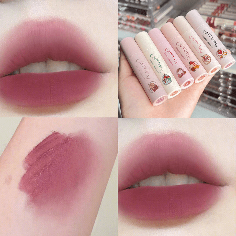 Velvet Matte Peach Lipstick Soft Texture Full Coverage Long Lasting