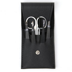6pcs Eyebrow Grooming Set Tweezers Scissors Brush Case
