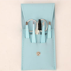 6pcs Eyebrow Grooming Set Tweezers Scissors Brush Case