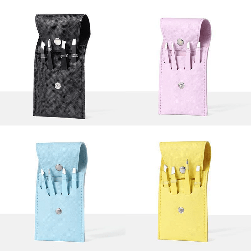 6pcs Eyebrow Grooming Set Tweezers Scissors Brush Case