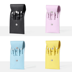 6pcs Eyebrow Grooming Set Tweezers Scissors Brush Case