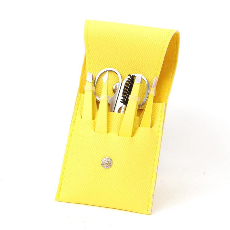 6pcs Eyebrow Grooming Set Tweezers Scissors Brush Case