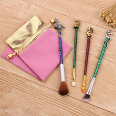 4pcs Synthetic Makeup Brushes Delicate Handle Blush Foundation Eyebrow Eyeshadow