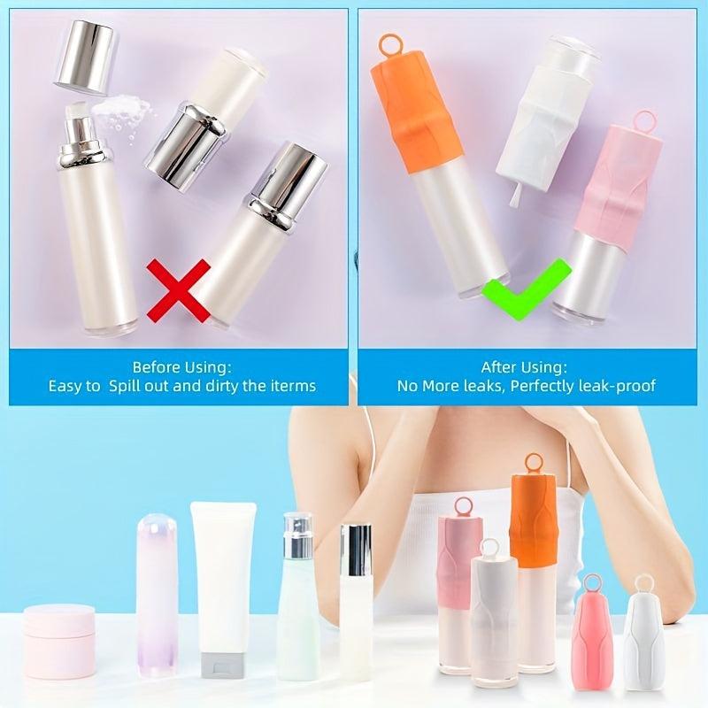 4pcs Silicone Travel Bottle Covers Leak Proofing Toiletry Sleeves
