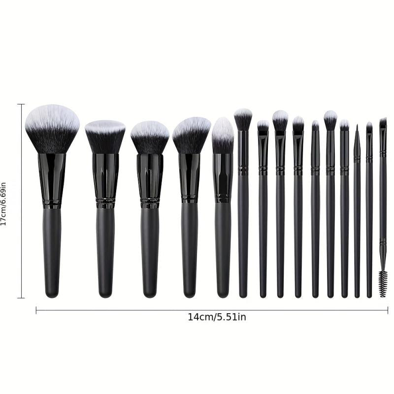 15pcs Makeup Brush Set Long Handle Soft Synthetic Fiber