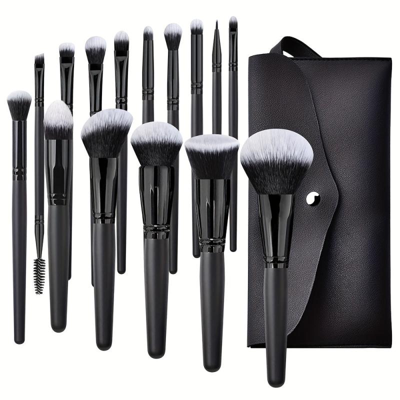 15pcs Makeup Brush Set Long Handle Soft Synthetic Fiber