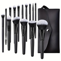 15pcs Makeup Brush Set Long Handle Soft Synthetic Fiber