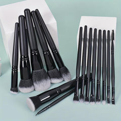 15pcs Makeup Brush Set Long Handle Soft Synthetic Fiber