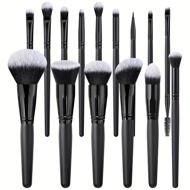 15pcs Makeup Brush Set Long Handle Soft Synthetic Fiber