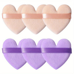 6pcs Heart Shape Makeup Puff Soft Cosmetic Sponge