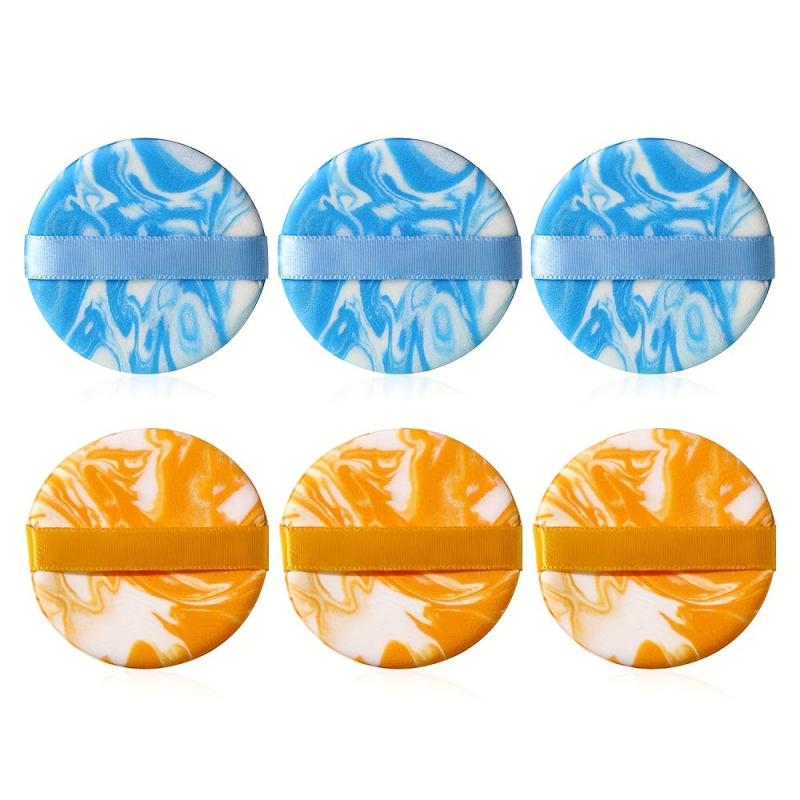 6pcs Air Cushion Powder Puffs - Makeup Sponges with Strap