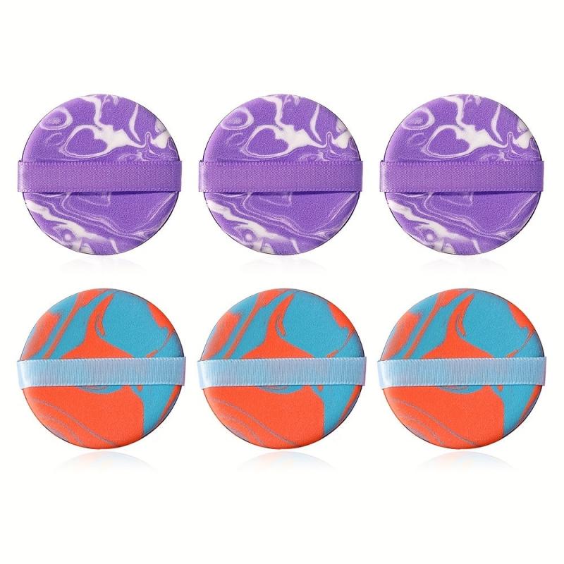 6pcs Air Cushion Powder Puffs - Makeup Sponges with Strap