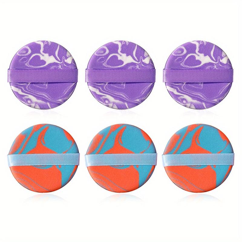 6pcs Air Cushion Powder Puffs - Makeup Sponges with Strap