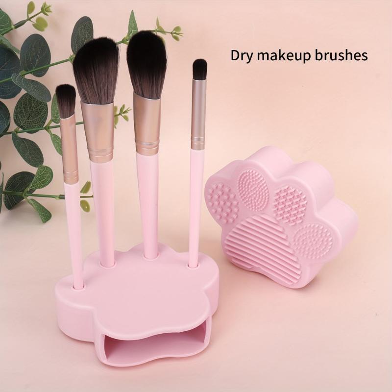 Makeup Brush Cleaning Mat & Drying Holder - Cat Paw Design