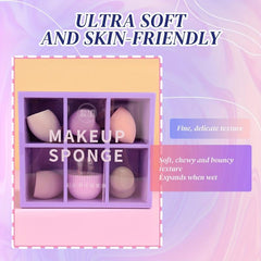 6pcs Makeup Sponge & 1pc Storage Box Beauty Eggs Set